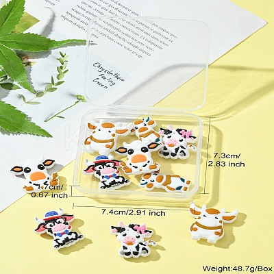10Pcs 5 Styles Cattle Food Grade Eco-Friendly Silicone Focal Beads SIL-CJ0001-68-1
