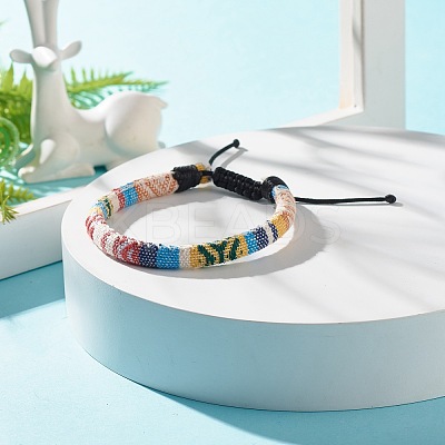 Ethnic Tribal Cloth Braided Bead Bracelet BJEW-JB07483-1