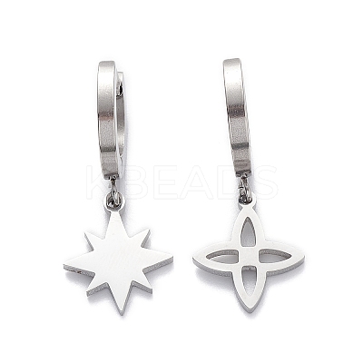 Non-Tarnish 3 Pair 3 Style Star & Clover & Snake & Infinity 304 Stainless Steel Asymmetrical Earrings EJEW-B020-14P-1