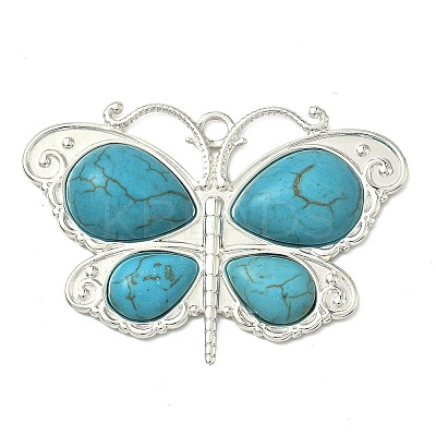 304 Stainless Steel with Dyed Synthetic Turquoise Pendants STAS-G374-05S-11-1