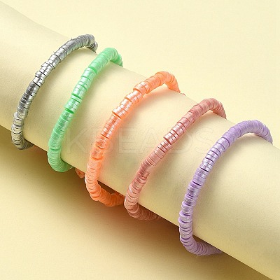 10 Strands 10 Colors Handmade Polymer Clay Beads Strands CLAY-YW0001-90-1