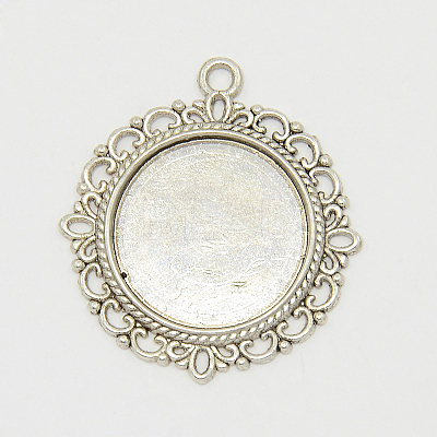 Zinc Alloy Pendant Settings for Cabochon & Rhinestone PALLOY-A15290-AS-FF-1