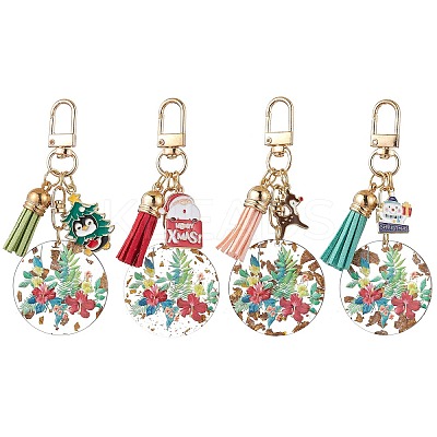4Pcs 4 Styles Christmas Transparent Epoxy Resin Pendant Decoration KEYC-JKC00936-1