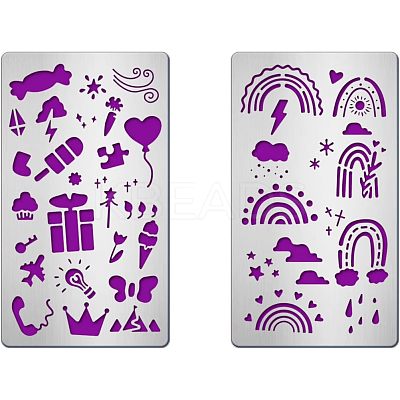 2Pcs 2 Style 304 Stainless Steel Cutting Dies Stencils DIY-FG0001-96-1