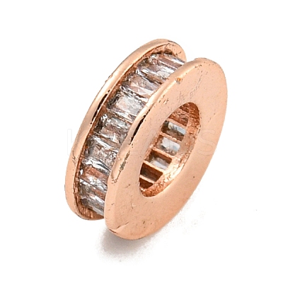Rack Plating Brass Micro Pave Clear Cubic Zirconia European Beads KK-L215-021RG-1