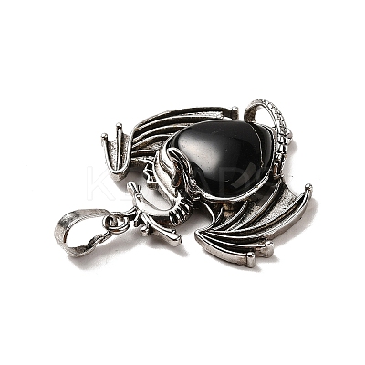 Natural Obsidian Heart Pendants KK-K331-01AS-05-1
