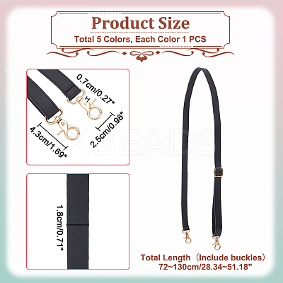 5Pcs 5 Colors PU Imitation Leather Adjustable Bag Straps FIND-WR0009-77A-1