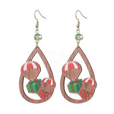 Christmas Printed Wood Dangle Earrings EJEW-JE06519-1