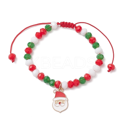 Christmas Theme Alloy Enamel Charm Bracelets BJEW-JB12411-1