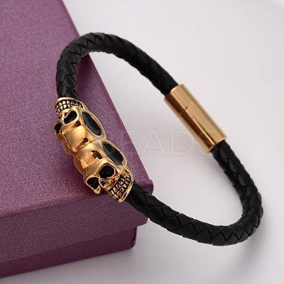 Retro Leather Cord Bracelets BJEW-F210-06-1