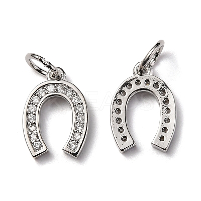 CZ Brass Micro Pave Cubic Zirconia Horse Shoe Charms LS-ZIRC-L018-13P-1