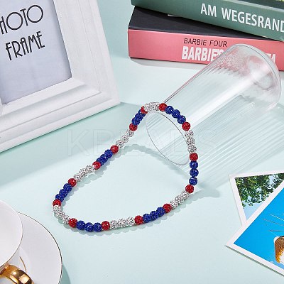 Polymer Clay Rhinestone Round Beaded Necklaces NJEW-SW00049-01-1