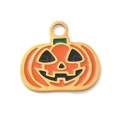 304 Stainless Steel Enamel Halloween Theme Charms STAS-Z164-03G-07-1