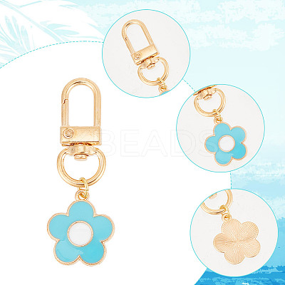 Alloy Enamel Flower Pendant Decorations HJEW-AR00001-1