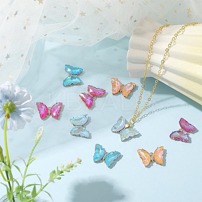 10Pcs 5 Colors Electroplate K9 Glass Pendants GLAA-SC0001-75-1