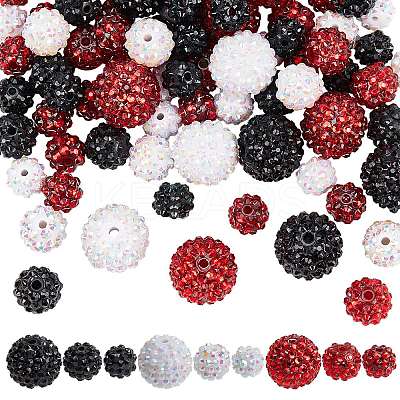 90Pcs 9 Style Resin Rhinestone Graduated Beads RESI-AR0001-41-1