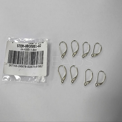 4 Pairs 925 Sterling Silver Leverback Hoop Earrings Findings STER-BBC0001-82-1