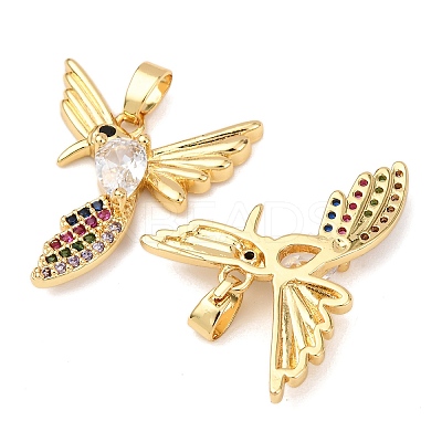Brass Micro Pave Colorful Cubic Zirconia Pendants KK-G543-04G-03-1