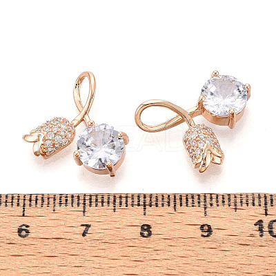 Brass Micro Pave Cubic Zirconia Pendants KK-T074-72KCG-01-1
