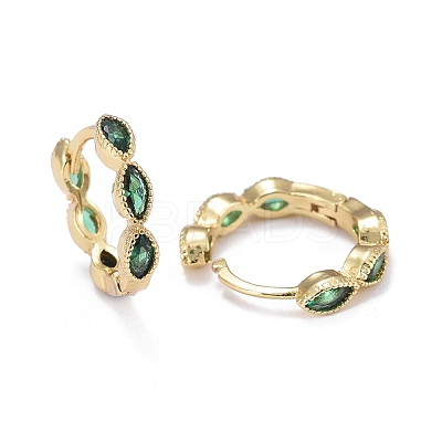 Brass Micro Pave Cubic Zirconia Huggie Hoop Earrings EJEW-K083-34G-C-1