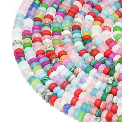 Synthetic ShouShan Stone & Synthetic Malachite & Natural Green Spot Jasper & White Jade Beads Strands G-P575-A30-4x2mm-02-1