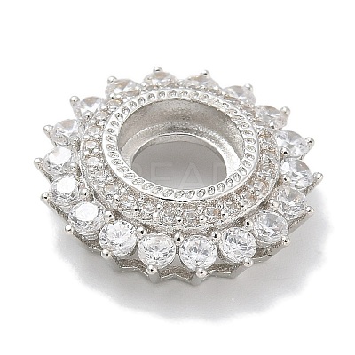 Rack Plating Brass Micro Pave Clear Cubic Zirconia Cabochon Connector Setttings KK-L224-027P-01-1