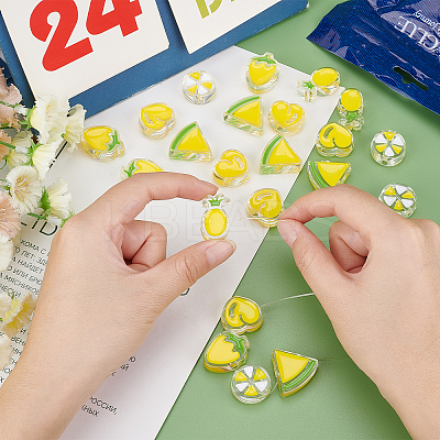 40Pcs 5 Style Transparent Enamel Acrylic Beads TACR-SC0001-10-1