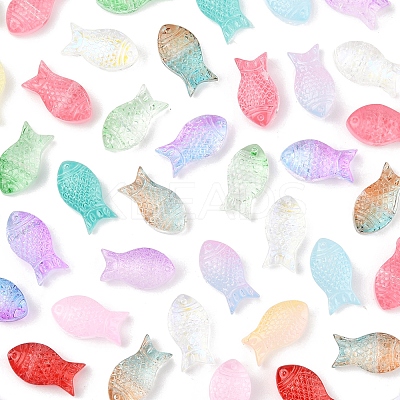 50Pcs Transparent Spray Painted Glass Beads GLAA-FS0002-06G-1