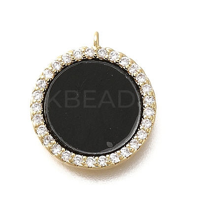 Brass Micro Pave Cubic Zirconia and Acrylic Charms LS-KK-Q035-02G-1