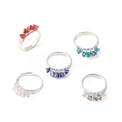 Glass Cuff Open Rings RJEW-JR01082-1