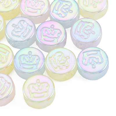 Rainbow Iridescent Plating Acrylic Beads OACR-N010-067-1