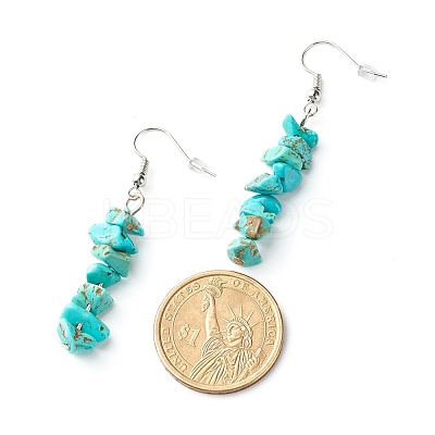 Synthetic Turquoise Chip Beads Dangle Earrings EJEW-JE04649-09-1