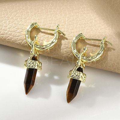 Natural Tiger Eye Hoop Earrings EJEW-P306-01G-09-1