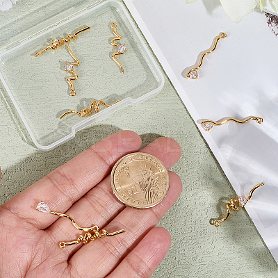10Pcs 5 Styles Brass Micro Pave Clear Cubic Zirconia Pendants KK-BBC0022-13-1
