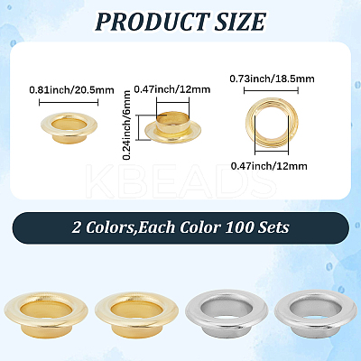 200Pcs 2 Colors Iron Grommet Eyelet Findings IFIN-GF0001-59D-1