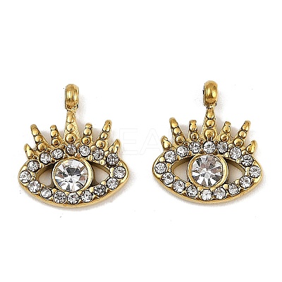 304 Stainless Steel Micro Pave Cubic Zirconia Charms STAS-K302-01B-G-1