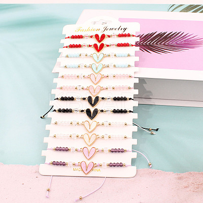 12Pcs Alloy Enamel Heart Link Bracelets FS-WGC54A2-01-1