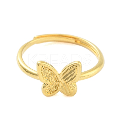 Butterfly Brass Adjustable Rings for Women RJEW-L120-015G-1