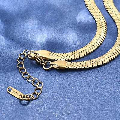 Ion Plating(IP) 304 Stainless Steel Herringbone Chain Necklace for Men Women NJEW-E076-03E-G-1