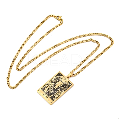 304 Stainless Steel Tarot Pendant Necklaces NJEW-A026-01G-01-1
