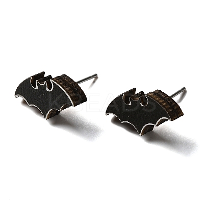 Wood Stud Earrings EJEW-Z054-02P-1