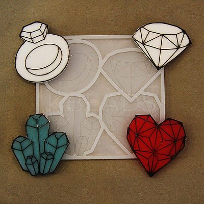 DIY Diamond Ring/Crystal Cluster/Heart Shape Ornament Silicone Molds LS-DIY-E065-04-1