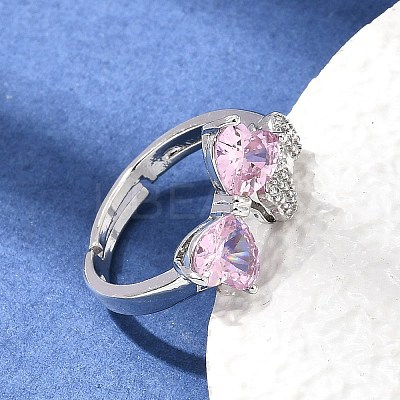 Brass Micro Pave Clear Cubic Zirconia Cuff Open Rings CU-CBA5C10-15P-1