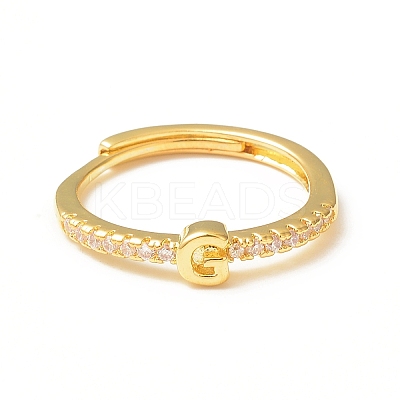 Clear Cubic Zirconia Initial Letter Adjustable Ring RJEW-C052-01G-G-1