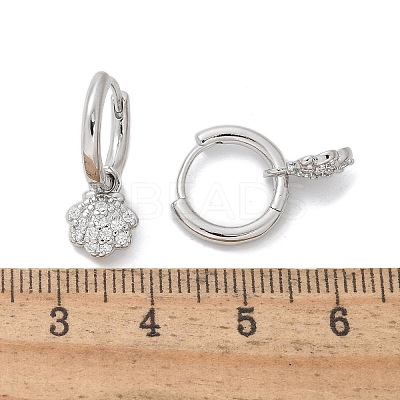 Brass Clear Cubic Zirconia Hoop Earrings EJEW-Q014-06P-1