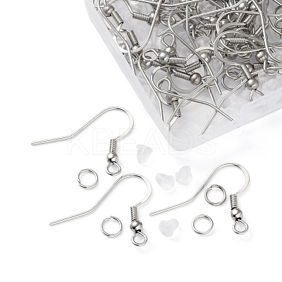 50Pcs 304 Stainless Steel French Hooks with Coil and Ball STAS-YW0001-54-1