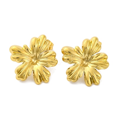 Ion Plating(IP) 304 Stainless Steel Flower Stud Earrings EJEW-D281-12G-1