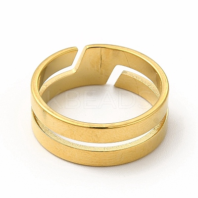 Ion Plating(IP) 304 Stainless Steel Cuff Ring for Women RJEW-B027-16G-1