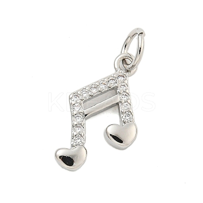 Brass Micro Pave Clear Cubic Zirconia Charms KK-U021-09P-1