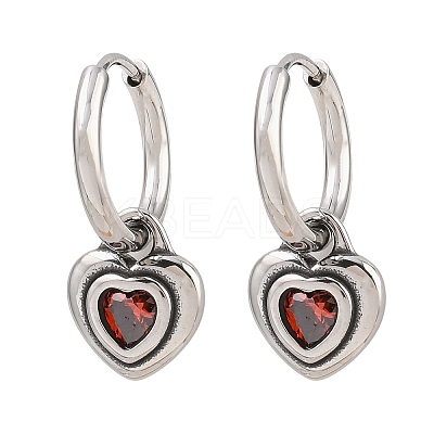 316 Surgical Stainless Heart Hoop Earrings EJEW-C160-16-1